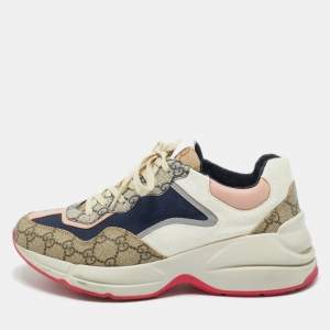 Pre Owned Gucci Multicolor GG Supreme Canvas Rhyton Sneakers Size 40