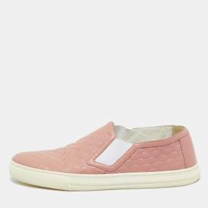 Pre Owned Gucci Pink Micro Guccissima Leather Slip-On Sneakers Size 40