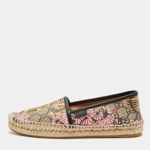 Pre Owned Gucci Multicolor Coated Canvas and Leather GG Supreme Espadrille Flats Size 36