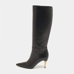 Pre Owned Gucci Black Leather Priscilla Knee Length Boots Size 37