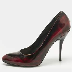 Pre Owned Gucci Two Tone Leather Pointed Toe Pumps Size 40.5
