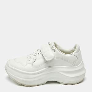 Pre Owned Gucci White Leather Velcro Low Top Sneakers Size 38