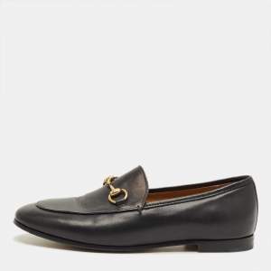 مملوكة مسبقًا Gucci Princetown Size 35.5 Black Leather Slip On Loafers