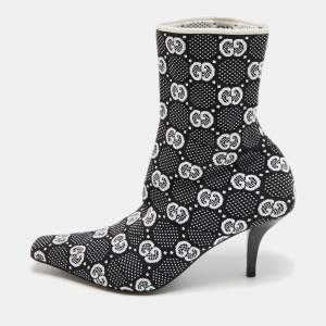 مملوكة مسبقًا حذاء بوت جورب غوتشي قماش محبوك أسود مقاس 39.5