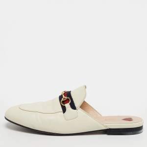 مملوكة مسبقًا Gucci Princetown Size 39.5 Cream Leather Mules
