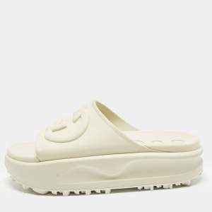 مملوكة مسبقًا صندل منصة مطاطي بيج غوتشي GG مقاس 38