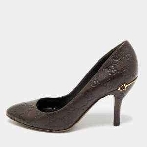 مملوكة مسبقًا Gucci Horsebit Size 36.5 Brown Guccissima Leather Pumps