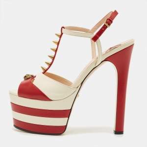 مملوكة مسبقًا Gucci Size 39.5 Red Leather Ankle Strap Sandals