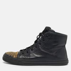مملوكة مسبقًا Gucci California Size 38.5 Black Leather Studded High Top Sneakers