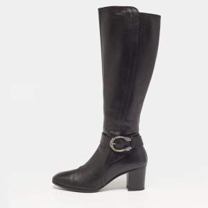 مملوكة مسبقًا Gucci Elizabeth Size 39 Black Leather Knee Length Boots
