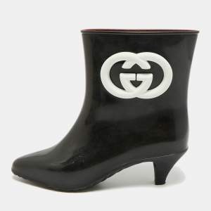 Pre Owned Gucci Size 37 Black Rubber Ankle Length Boots