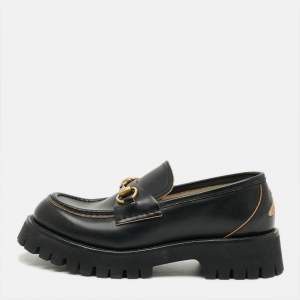 Pre Owned Gucci Horsebit Size 38 Black Leather Loafers