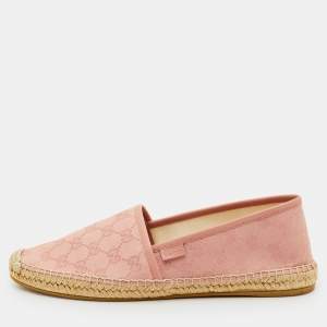 مملوكة مسبقًا Gucci Size 41.5 Light Pink GG Canvas and Leather Slip On Espadrille Loafers