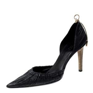 Pre Owned Gucci Black Suede Pointed Toe Bow Detail D'orsay Pumps Size 37.5