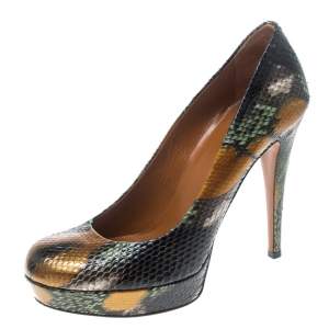 Gucci Multicolor Python Betty Platform Pumps Size 37