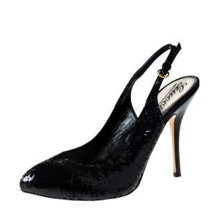 Pre Owned صندل غوتشي ترتر فتحة كعب أسود مقاس 37