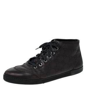 Gucci Brown Guccissima Leather High Top Sneakers Size 38