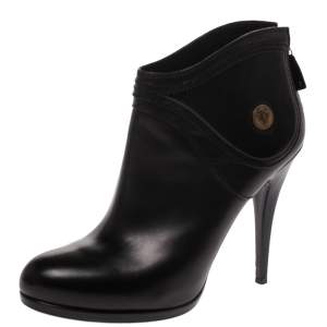 Pre Owned Gucci Black Leather 'Hysteria' Ankle Booties Size 41