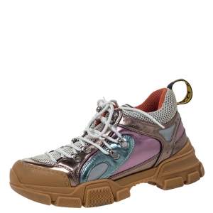Gucci Multicolor Leather and Mesh Flashtrek Low-Top Sneakers Size 38.5