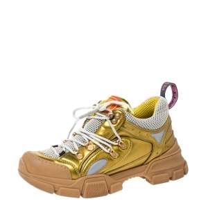 Gucci Multicolor Leather And Mesh Flashtrek Reflective Low Top Sneakers Size 38.5