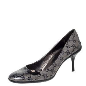 مملوكة مسبقًا Gucci Metallic GG Crystal Canvas Bow Pumps Size 40