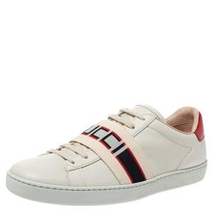 Gucci White Leather Ace Low Top Sneakers Size 39.5