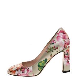 Pre Owned حذاء كعب عالى غوتشى زهور سوبريم جى جى جلد طباعة زهور متعدد الألوان مقاس 36