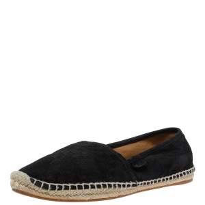 Pre Owned Gucci Black Microguccissima Suede Pilar Espadrille Flats Size 40
