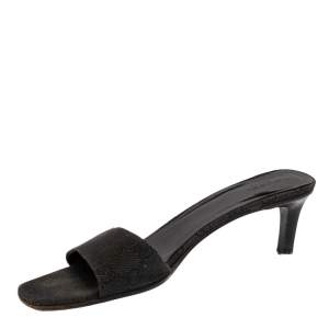 Pre Owned Gucci Dark Blue Monogram Canvas Slide Sandals Size 41