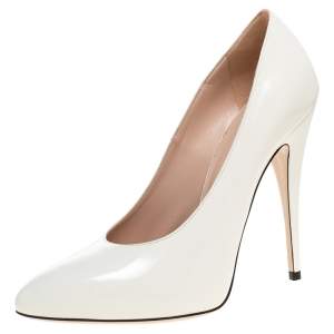 Pre Owned Gucci White Leather Pumps Size 39