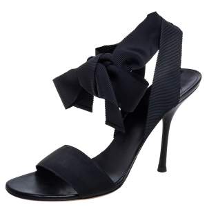 Pre Owned صندل غوتشى ملتف حول الكاحل مقدمة مفتوحة قماش غروغران أسود مقاس 41