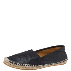 مملوكة مسبقًا Gucci Black GG Leather Slip On Espadrille Flats Size 38