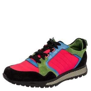Gucci Multicolor Leather, Suede And Fabric Low Top Sneakers Size 42