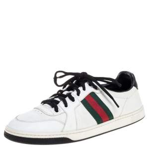 Gucci White Leather Ace Web Detail Low Top Sneakers Size 39