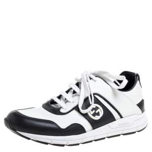 Gucci Black/White Leather Miro Sneakers Size 40.5