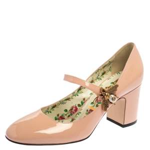 Pre Owned Gucci Pink Patent Leather Lois Bee Mary Jane Pumps Size 37
