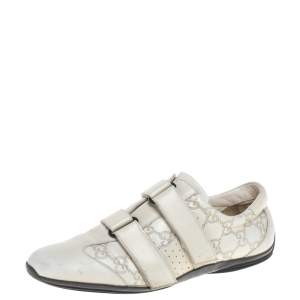 Gucci Off White Guccissima Leather Velcro Sneakers Size 38