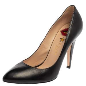 Pre Owned Gucci Black Leather Molina Pumps Size 38