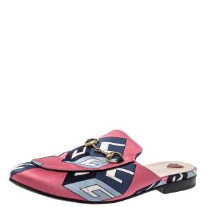 Gucci Pink Satin Princetown Horsebit Mules Sandals Size 36