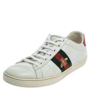 Gucci White Leather Ace Low-Top Sneakers Size 37.5