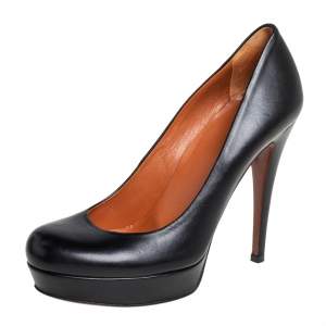 مملوكة مسبقًا Gucci Black Leather Platform Pumps Size 35.5