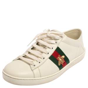 Gucci White Leather Ace Low Top Sneakers Size 38