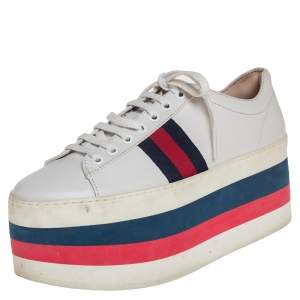 Gucci White Leather Ace Platform Sneakers Size 38