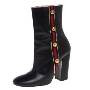 مملوكة مسبقًا Gucci Black Leather Carly Malaga Boots Size 38