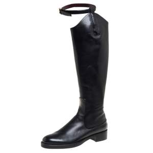Gucci Black Leather Knee Length Boots Size 38.5