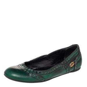 Gucci Two Tone Brogue Leather Ballet Flats Size 35.5
