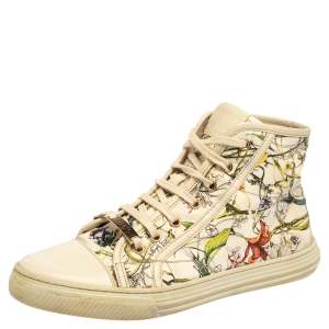 Gucci Multicolor Floral Print Canvas High Top Sneakers Size 38