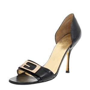 Pre Owned Gucci Black Leather Buckle Embellished D'orsay Pumps Size 41