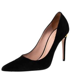 Pre Owned حذاء كعب عالي غوتشي إليزابيث هورسبيت سويدي أسود مقدمة مدببة مقاس 37.5 