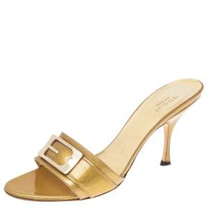 Gucci Gold Glitter Open Toe Sandals Size 36.5
